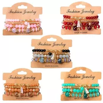 Оптовая продажа, богемные креативные ювелирные аксессуары, подвески, многослойный браслет-цепочка с кристаллами, модные украшения в стиле бохо Bracelet