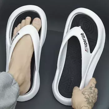 Оптовая продажа, большие размеры, шагающие, трогательные, персонажные тапочки, мужские, EVA, пляжная обувь, мягкие подошвы, повышенная высота, внешние сандалии 40-41 чёрный