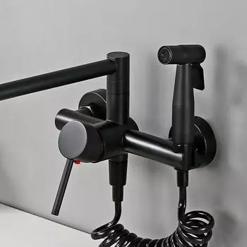 Оптовая продажа, черный, горячая и холодная выдвижная кухонная насадка, смеситель для кухни, кран для наполнения горшка, синхронизация, аэрограф, кухонный кран