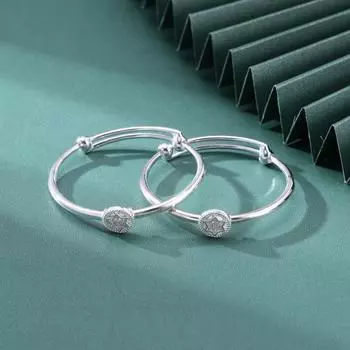 Оптовая продажа детских ювелирных изделий на фабрике S999 Полный серебряный детский браслет с гексаграммой и звездой, серебряная детская петля для ног с регулируемым размером Adjustable size