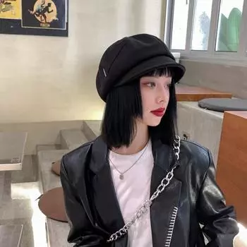 Оптовая продажа дизайн чувство новый берет корейская версия осень и зима универсальная мода утиный язык восьмиугольная шляпа бутон шляпа женская Average Size (54-59cm)