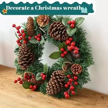 Оптовая продажа искусственных веток падуба, 7 головок, искусственные красные золотые ягоды падуба, букет цветов, сделай сам, рождественская елка, новогодний декор для вечеринки 1PCS красный