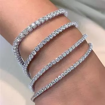 Оптовая продажа, мужские роскошные серебряные розовые позолоченные 2,5 мм, 3 мм, 4 мм, 5 мм, замороженный кубический цирконий, CZ, бриллиантовый теннисный браслет для женщин 2.5mm золотой