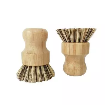 Оптовая продажа на заказ мини-щетка для чистки овощей для дома Экологически чистая биоразлагаемая бамбуковая посуда для рук светло-желтого