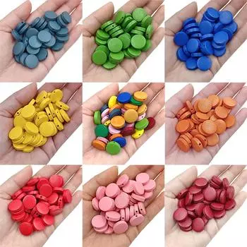 Оптовая продажа ожерелья браслет круглые хлопья DIY фурнитура изготовление ювелирных изделий 20 шт 15 мм деревянные бусины подвесные бусины темно-зеленого