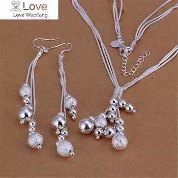 Оптовая продажа подвесок свадебные серебряные ювелирные изделия мода симпатичный кулон ожерелье серьги женский праздничный комплект высшего качества P218