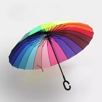 Оптовая продажа Прямой шест Радужный зонт Длинная ручка Зонт Подарочный зонтик Печать Реклама