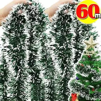 Оптовая продажа рождественских искусственных мишурных гирлянд, зеленых тростниковых лент, венок для рождественской елки, подвесные ленты, вечеринка, домашний декор 1PC (2M)