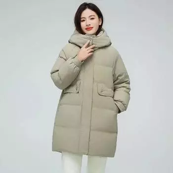 Оптовая продажа с фабрики куртка большого размера с хлопковой подкладкой женская средняя и длинная свободная куртка с хлопковой подкладкой утолщенная куртка S (80-52.5 kg)