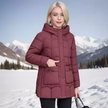 Оптовая продажа с фабрики пуховая хлопковая одежда женская средняя и длинная зимняя мода легкое хлопковое пальто M [Recommended below 55kg] чёрный