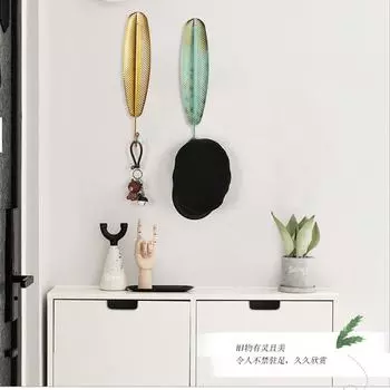 Оптовая продажа с фабрики, скандинавское павлинье перо, металлическое зеленое пальто для ванной комнаты и кепка, крючок для ключей в прихожей, одностенный монтаж GreenD-