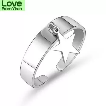 Оптовая продажа унисекс звездные кулоны кольца для мужчин и женщин из нержавеющей стали классическое регулируемое открытое кольцо подарок для друга женские ювелирные изделия