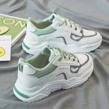 Оптовая продажа весенних новых спортивных кроссовок для женщин, универсальных и повседневных, студенческих повседневных женских кроссовок на толстой подошве 40 чёрный