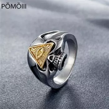 Оптовая продажа высококачественной нержавеющей стали 316L для мужчин и женщин, модные роскошные брендовые ювелирные изделия, кольцо с черепом и демоническим глазом в стиле хип-хоп 12 белый