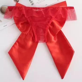 Оптовая продажа, женские сексуальные трусики с низкой талией и бантом, сексуальные футболки, сетчатое дышащее нижнее белье one size fits all