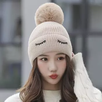 Оптовая продажа женских студенческих шапок от производителей, зимние бархатные теплые шапки, японские шерстяные шапки, вязаные шапки с отбортовкой белый
