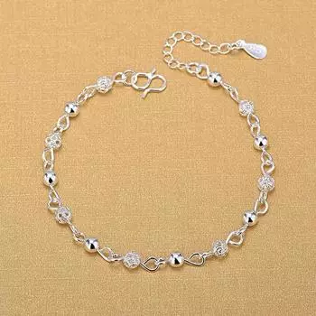 Оптовая продажа женского серебра 925 пробы полые круглые шариковые бусины из бисера женское запястье Bracelet