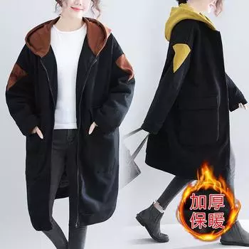 Оптовая продажа женской одежды больших размеров 140 кг для полных мм для полных женщин, пальто для полных женщин, зимняя одежда из флиса, утолщенная осенняя одежда желтого цвета L 100-75 kg жёлтый