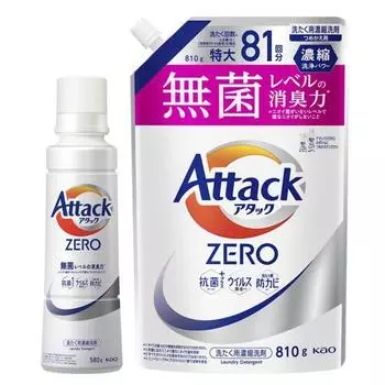 [Оптовая закупка] Attack ZERO Лучшая очищающая способность в истории жидкости Attack. Стерильный уровень дезодорирующей способности Большой размер 580 г + сменный блок 810 г