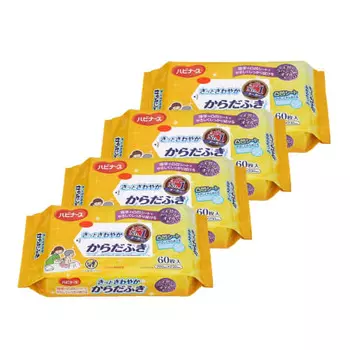 [Оптовая закупка] Быстрые и освежающие салфетки для тела, Habinase, 60 шт. x 4 шт., одноразовые, с ароматом лаванды, для ухода за больными, для взрослых, для пожилых, толстые, алс