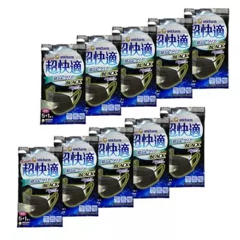 Оптовая закупка супер удобная маска от заложенности дыхания прозрачная обычного черного цвета дополнительные штуки 6 штук x 10 пакетов Unicharm черный ЧЕРНЫЙ 5+1 чёрный