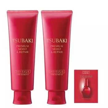 [Оптовая закупка] TSUBAKI Hair Treatment 160 г x 2 + Бонус [Премиальное увлажнение и восстановление] Gloss Oil Force Moisture Cohesion Drying UV Rays