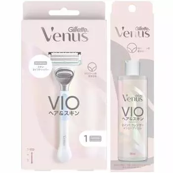 [Оптовая закупка] Женская бритва Gillette Venus VIO для волос и кожи (с 1 сменным лезвием) + Очищающее средство 2-в-1 + гель для бритья, 190 мл, набор