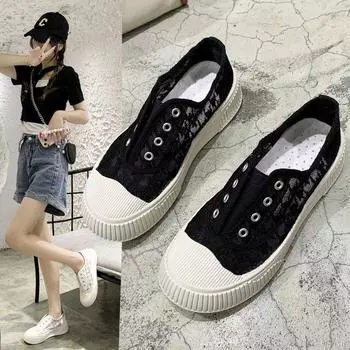 Оптовая женская обувь, весенне-осенняя новая дышащая спортивная повседневная обувь без шнуровки с резиновой сеткой, смешанная партия 35