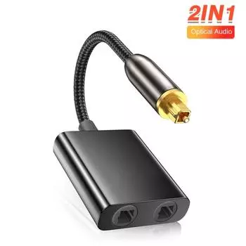 Оптоволоконный разветвитель, оптический аудиокабель, оптический разветвитель, адаптер, двухсторонний разветвитель Toslink SPDIF 2 в 1 для HDTV DVD, цифрового ТВ, звуковой панели, усилителя