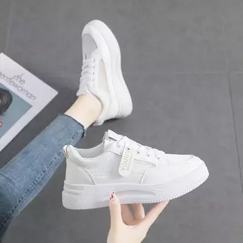 Оптовые туфли-лодочки, женские резиновые туфли с перекрестным ремешком и дышащей сеткой, летние спортивные повседневные белые туфли 35