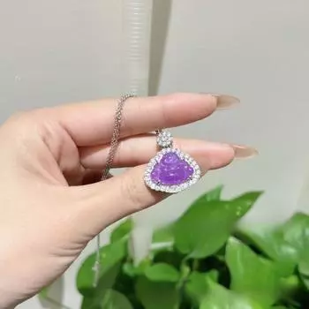 Оптовый бутик-кулон Будды Гонг ледяного типа, инкрустированный фиолетовый кулон Bashan Cui, прямая трансляция из Pingti Jade