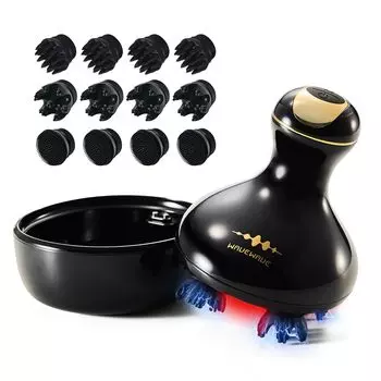 Опубликовано в BiST WAVEWAVE EMS Scalp Head Spa Электрическая щетка для головы Уход за кожей головы Уход за лицом 3 насадки Водонепроницаемый Красный светодиод Вибрация Подарок Подарок (тело)