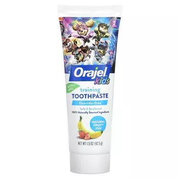 Orajel, Kids, зубная паста для дрессировки щенячьего патруля, без фторида, для детей от 0 до 3 лет, натуральное фруктовое веселье, 1,5 унции (42,5 г)