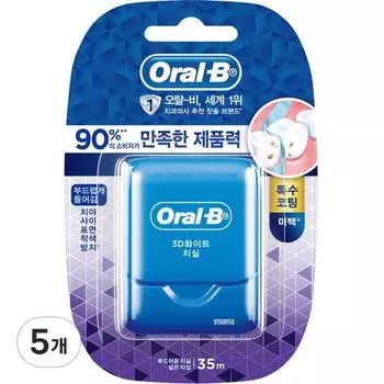 Oral-B Glide 3D Белая зубная нить 35 м, 1 упаковка, 5 шт.