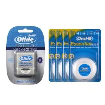 Oral-B Wax Floss 50 мл x 4 + Glide Floss 40 мл x 1, 1 комплект