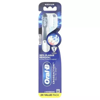 Oral-B, зубная щетка CrossAction All In One, средняя, 2 шт. в упаковке
