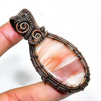 Подвеска из медной проволоки с оранжевым авантюрином, ручная работа, 2,56 дюйма 2.56 оранжевый