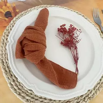 Orange Gauze Cloth Napkins Set of 20 Rustic Handmade Cotton Napkin 30X30cm for Wedding Party Dinner Baby Shower Table Decoration