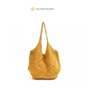 Orange Girls Retro Crocheted Woven Daylight Yellow Bag Seaside Dopamine Knitted Bag Lazy Satchel Shoulder Bag Yellow