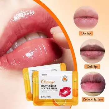 Увлажняющая маска для губ с апельсином увлажняет и уменьшает морщины на губах 8g*5pcs