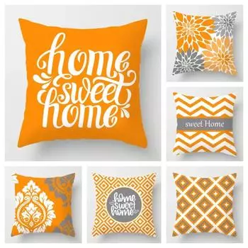 Orange Pattern Decorative Pillowcase Living Room Office Decoration Home Pillowcase 40x40cm