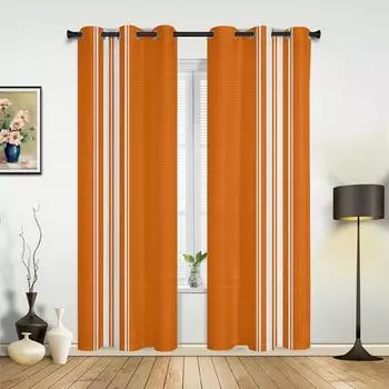 Orange Stripe Farmhouse Curtains for Bedroom Living Room Drapes Kitchen Children s Room Window Curtain Modern Home Decor 135W x 60H(cm) x1