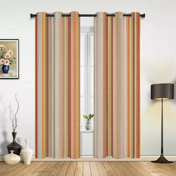Orange Stripes Geometric Abstract Curtains for Bedroom Living Room Drapes Kitchen Children s Room Window Curtain Home Decor 135W x 60H(cm) x1