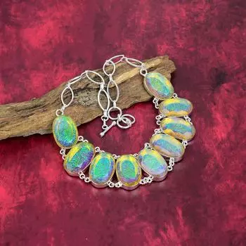 Ожерелье ручной работы с драгоценными камнями Orange Triplet Opal, ожерелье из стерлингового серебра 925 пробы, старинные ювелирные изделия, для подарка на помолвку Adjustable with 18 inches оранжевый