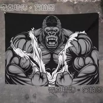Орангутанг носорог животное гобелен фитнес настенный фон мачо ткань гостиная общежитие украшение дома 100x75cm