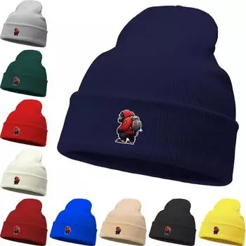 Орангутанг Зимняя вязаная шапка Beanie, шапка Animal Woman, теплая уютная однотонная вязаная шапка Beanie as the picture зелёный