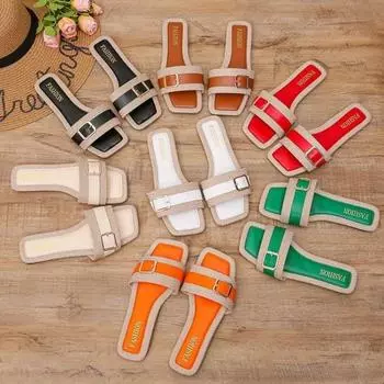 Оранские тапочки Лучшее качество Парижские тапочки для женщин Дизайнерские летние тапочки на плоской подошве из натуральной кожи Женские повседневные модные сандалии 35