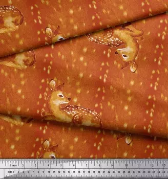 Оранжевая вискозная ткань Soimoi с принтами из шкуры животных оленей по метрам 42 дюйма 42 Inch Wide - Cotton Cambric оранжевый