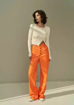 Оранжевые кожаные брюки Scott