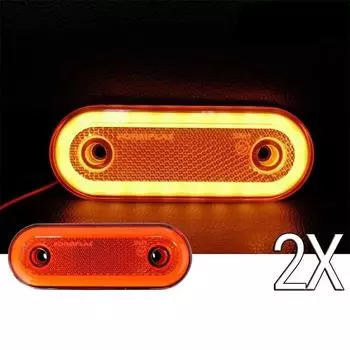 Оранжевые янтарные боковые 20 светодиодных габаритных фонарей овального цвета X2 12V 24V неоновые прицепы грузовик 2Pcs оранжевый
